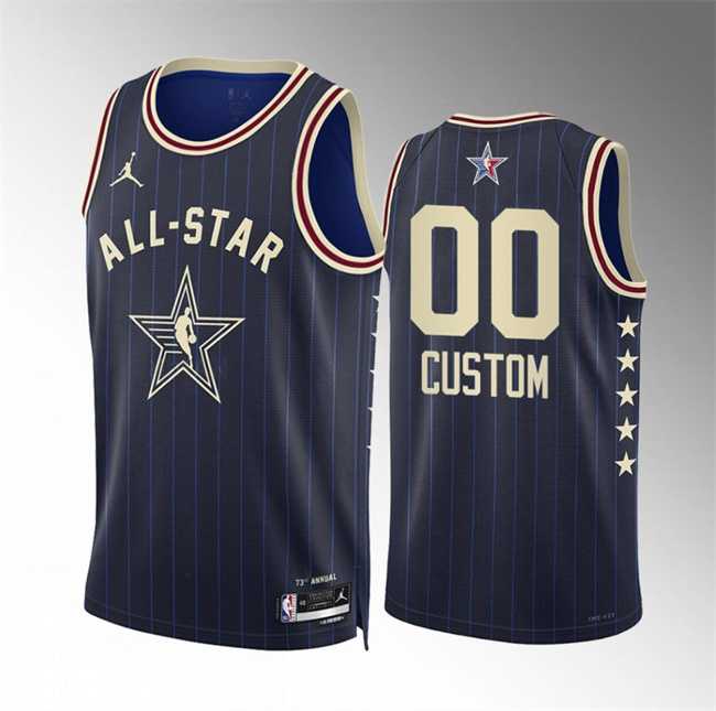 Mens 2024 All-Star Active Player Custom Blue Game Swingman Stitched Basketball Jersey->->Custom Jersey